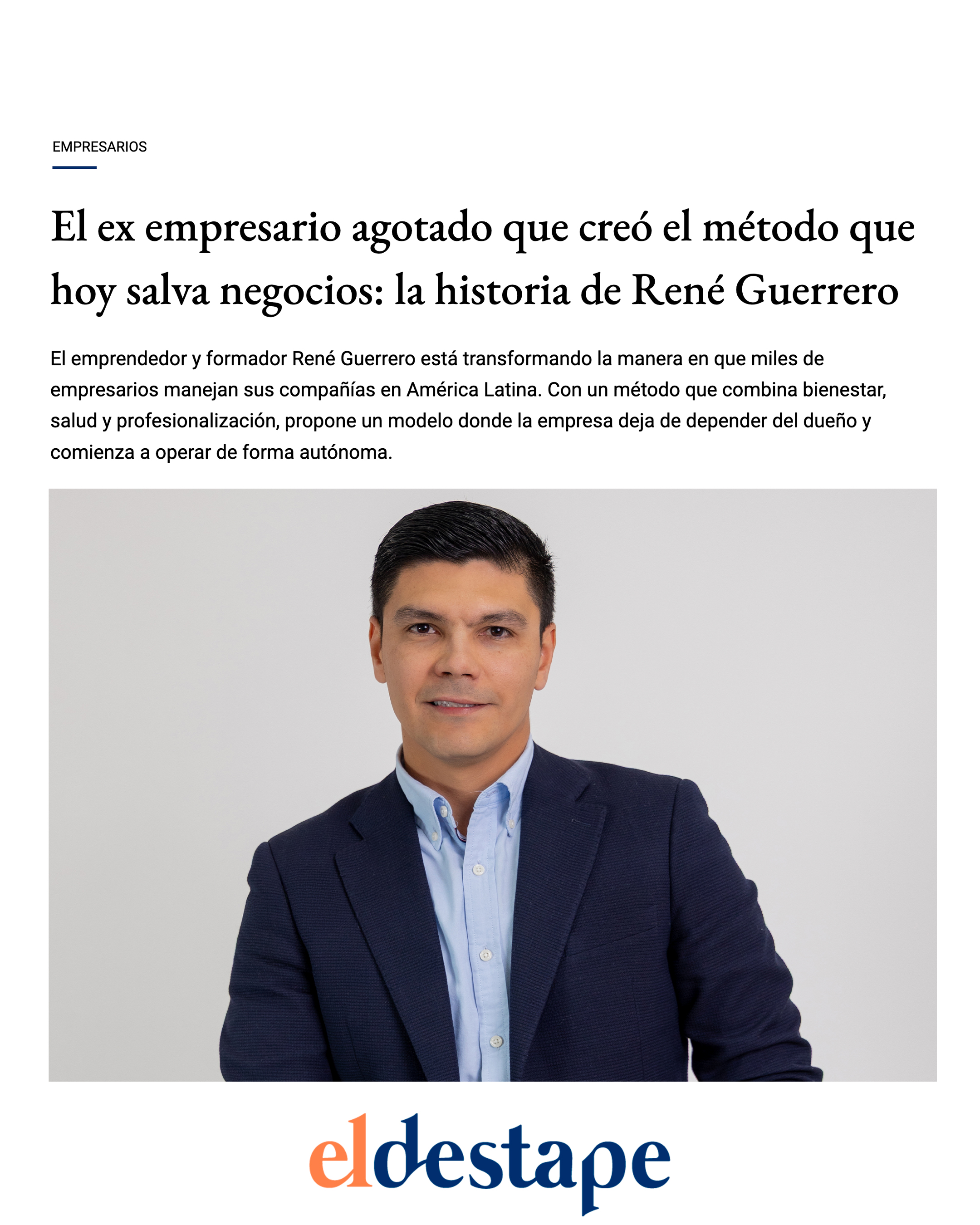 Artículo El Destape René Guerrero