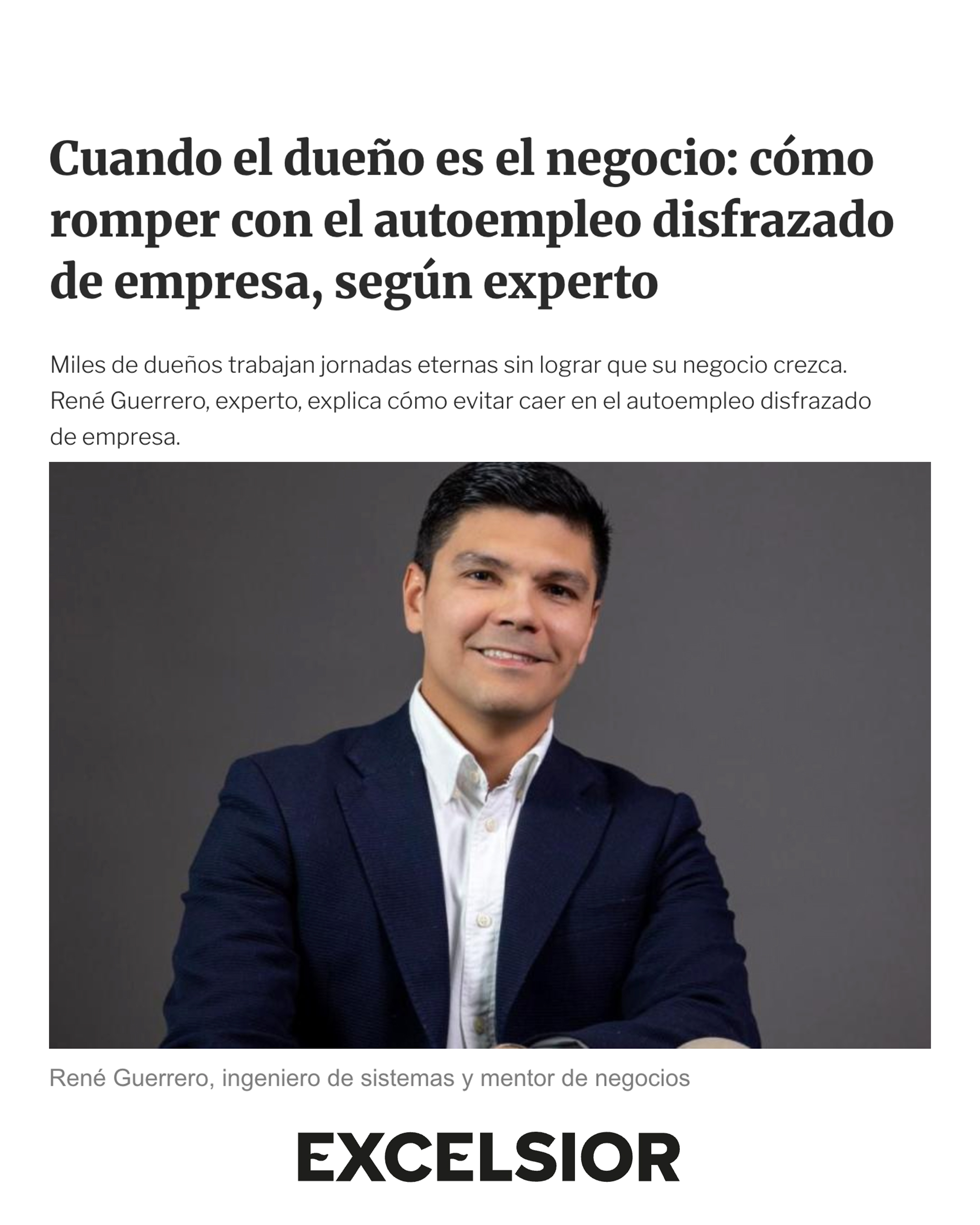 Artículo Excélsior René Guerrero